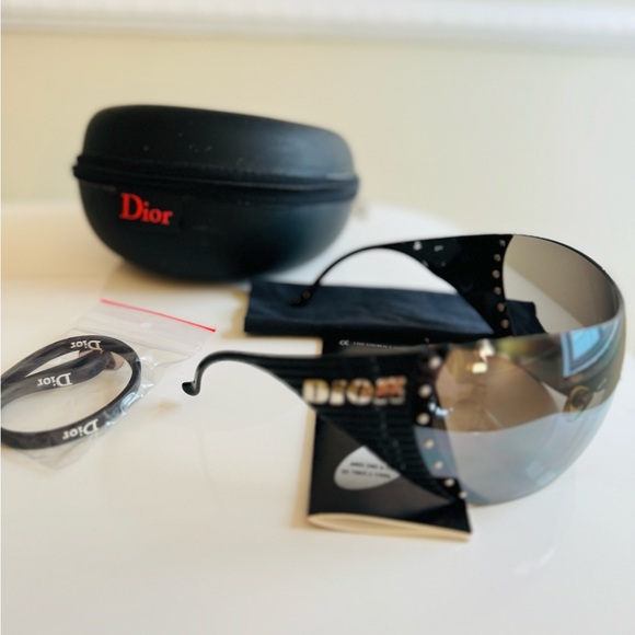 NWT🖤 VINTAGE DIOR Ski OVERSIZE BLACK RIMLESS SUNGLASSES - Picture 10 of 11